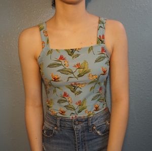 Forever 21 Blue Floral Bodysuit